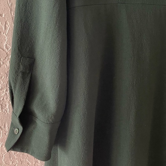 Akris Midi Dress Shirtdress Wool Emerald Green Asymmetrical Classic Minimal 10 - Picture 9 of 12